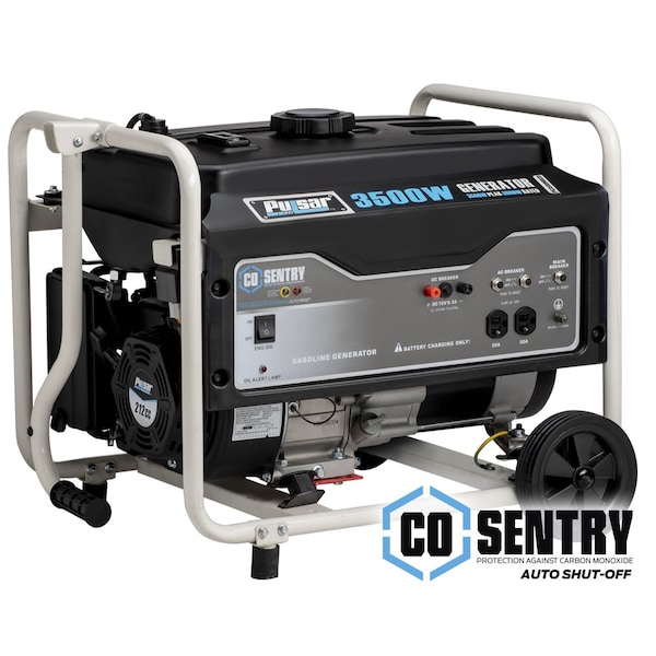 Pulsar Portable Generator, Gasoline, 3,000 W Rated, 3,500 W Surge, Recoil Start, 120V AC, 25 A PG3500MRCO - main